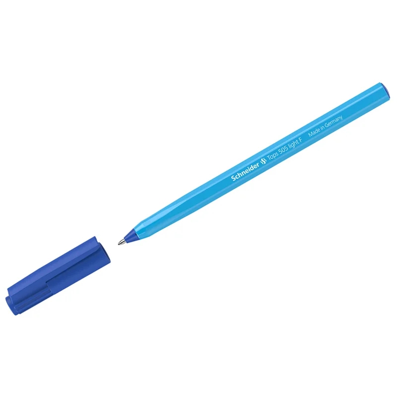 Ручка, пишущий узел 0,8 мм, одноразовая, цвет чернил синий, Light Blue, Tops 505F, Schneider