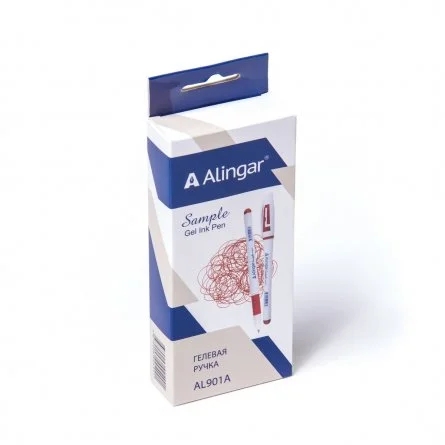 Ручка гелевая Alingar, "Sample", 0,55 мм, красная, пулевид. наконечник, резин. грип, круглый, белый, пластик. корпус, 12 шт/уп, карт. уп., европодвес